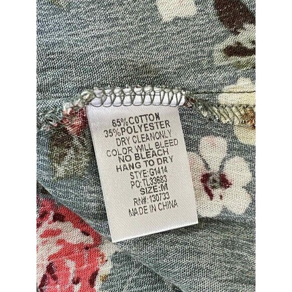 Umgee Tunic Top Womens Medium Green Floral Lace Ruffle Sleeveless - Picture 7 of 8